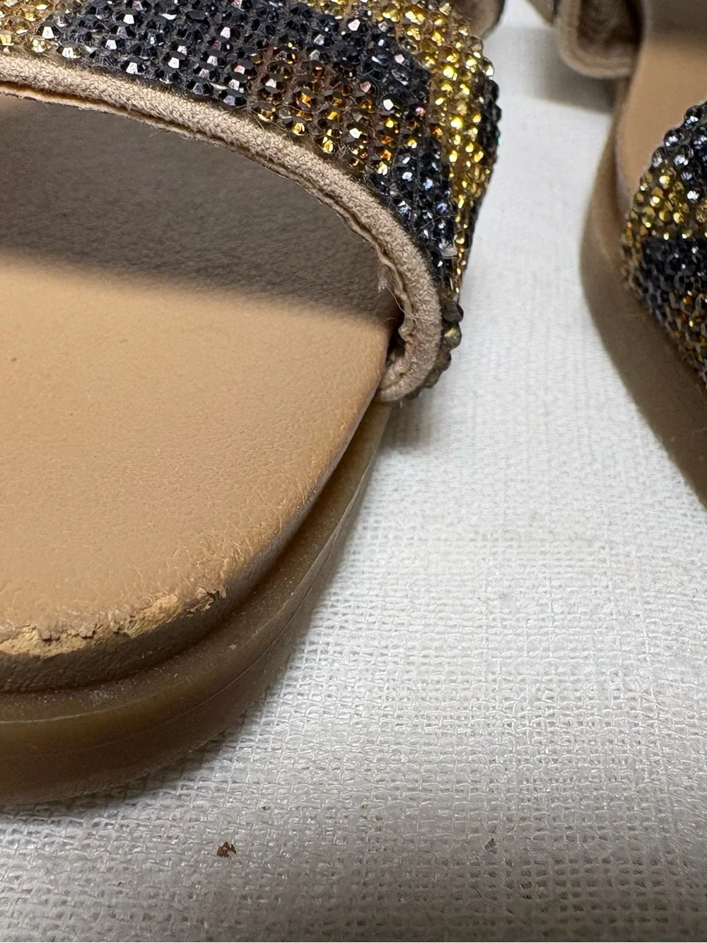 Kelly & Katie Rhinestone Leopard Slide Sandals Glitter Glam Y2K Flats Sandals 9